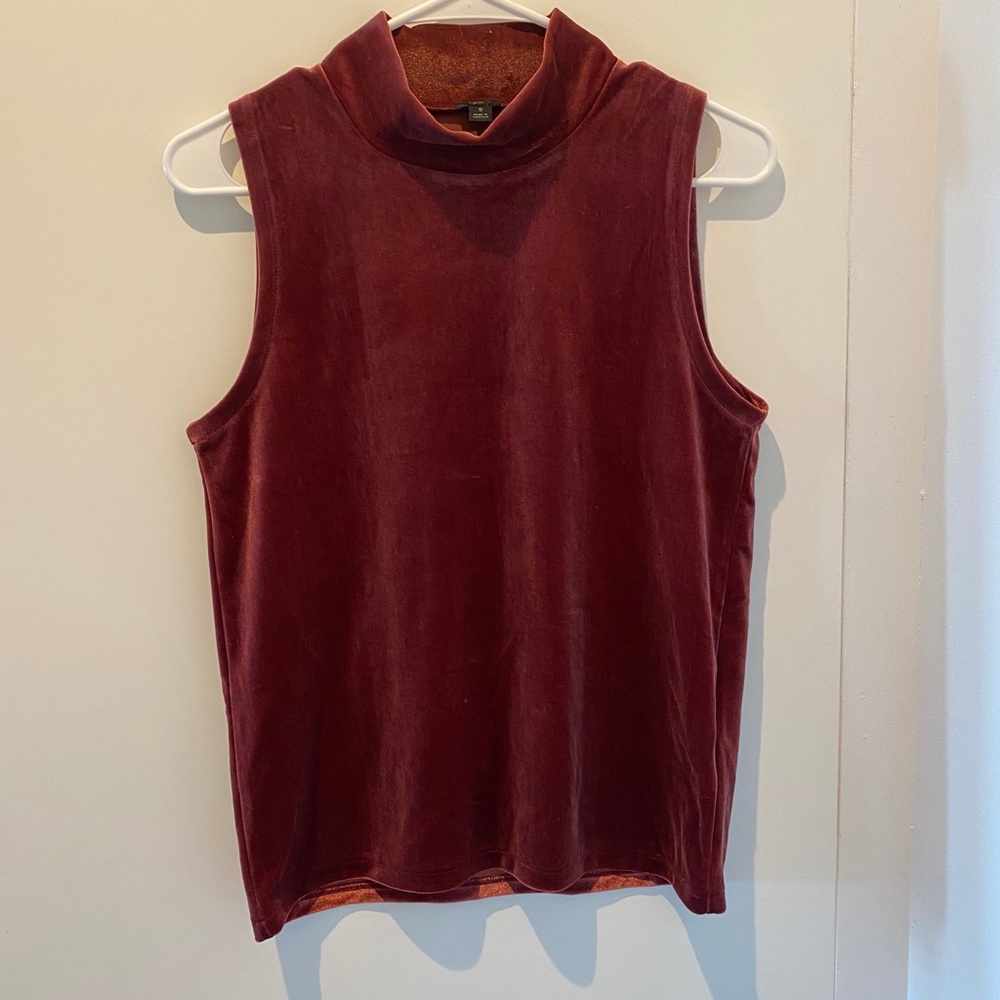 J.Crew velvet turtleneck tank top, women’s size S